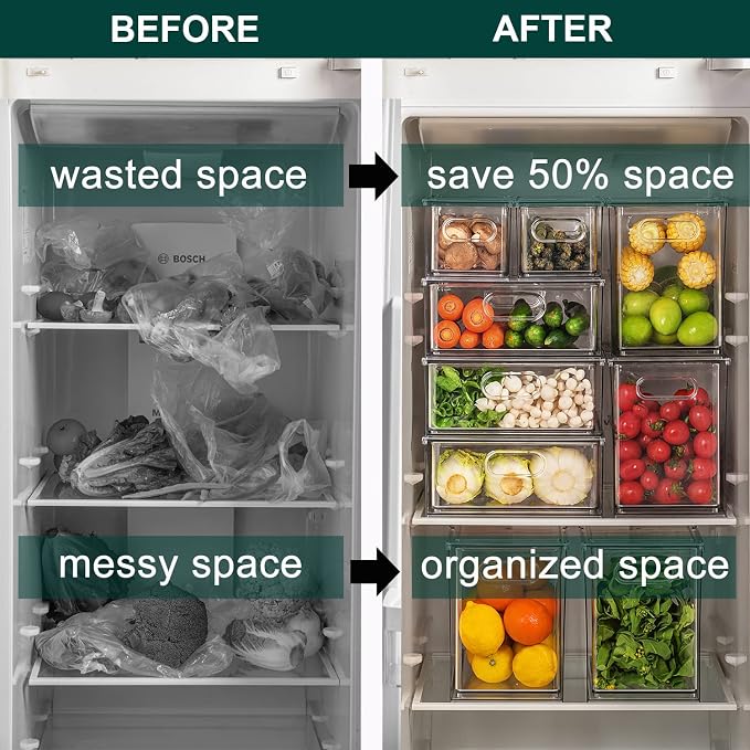 LALASTAR Fridge Organizer And Storage Clear, Large Refrigerator Organizer Bin - Image 2