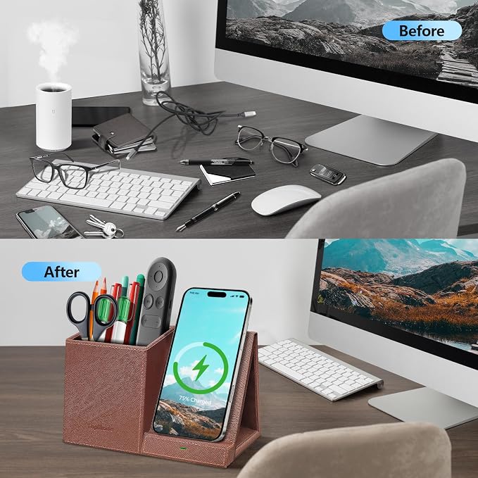 TopMade Wireless Charger with Pen Holder, Home Office Supplies Desk Accessories - Image 2