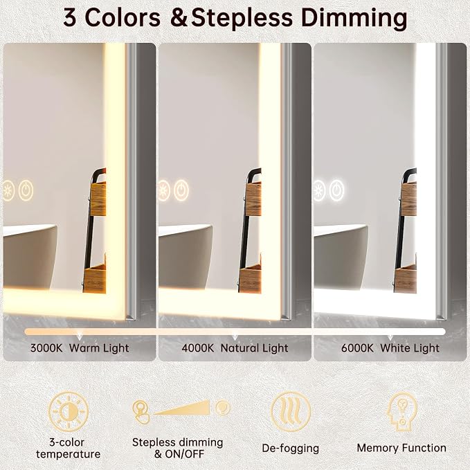 24"x32" Medicine Cabinet Mirror, LED Lighted Medicine Cabinet - Image 2