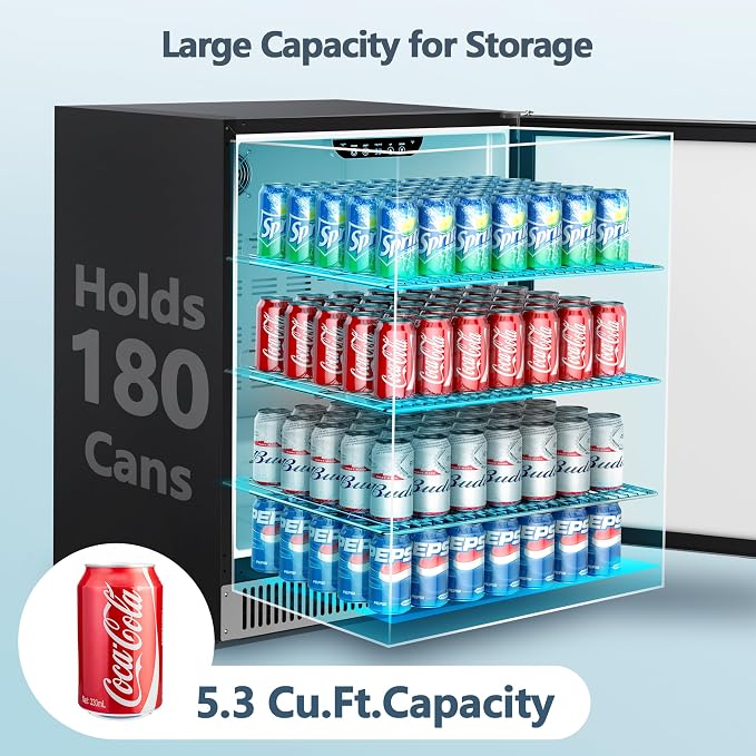 Coolski 24 inch Beverage Refrigerator, 180 Cans Under Counter Fridge - Image 2