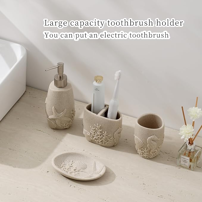 Bathroom Accessories Set, Toothbrush Holder, Soap Dish, Bathroom Countertop - Image 2