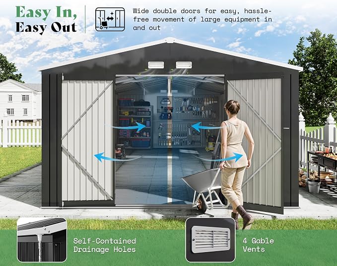 VanAcc 12x20x7.2 FT Outdoor Storage Shed - Image 5