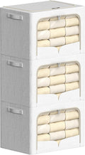 FHSQX 3 Pack Clothes Storage Bins Foldable Metal Frame Storage Box Stackable by FHSQX