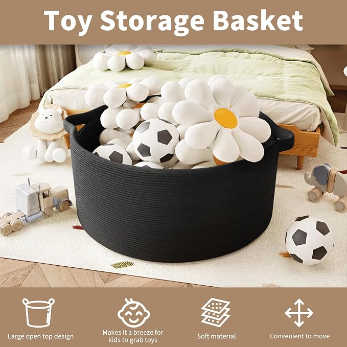 125L Extra Large Blanket Basket, Jumbo Laundry Woven Baskets Decorative Home - Image 5