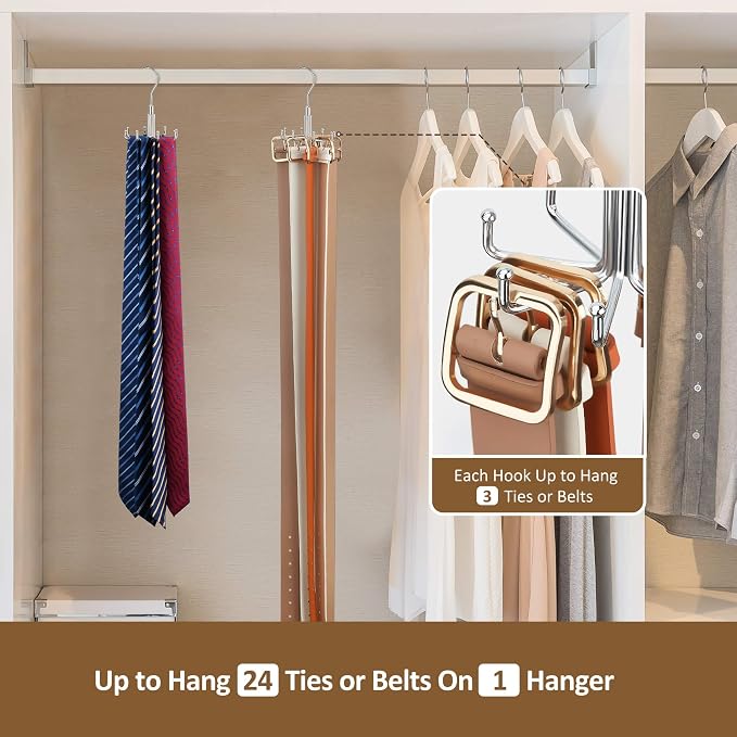ZEDODIER Tie Hanger for Closet, Rotatable Tie Organizer for Men - Image 3