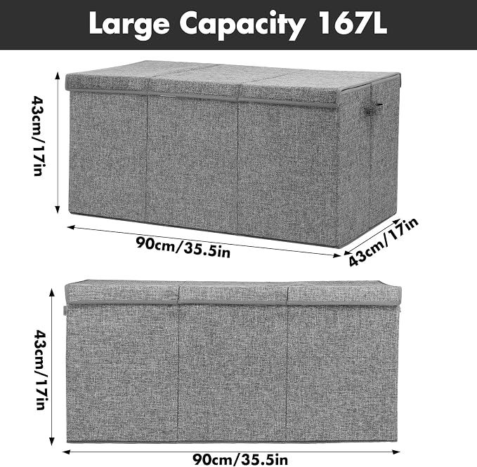 Extra Large Toy Box 167L, Sturdy Toy Storage Chest Organizer Bin Baskets - Image 4
