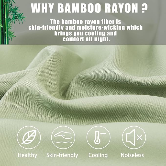 Body Cooling Pillow Cases Cover, Bamboo Rayon Green Body Pillowcases - Image 2
