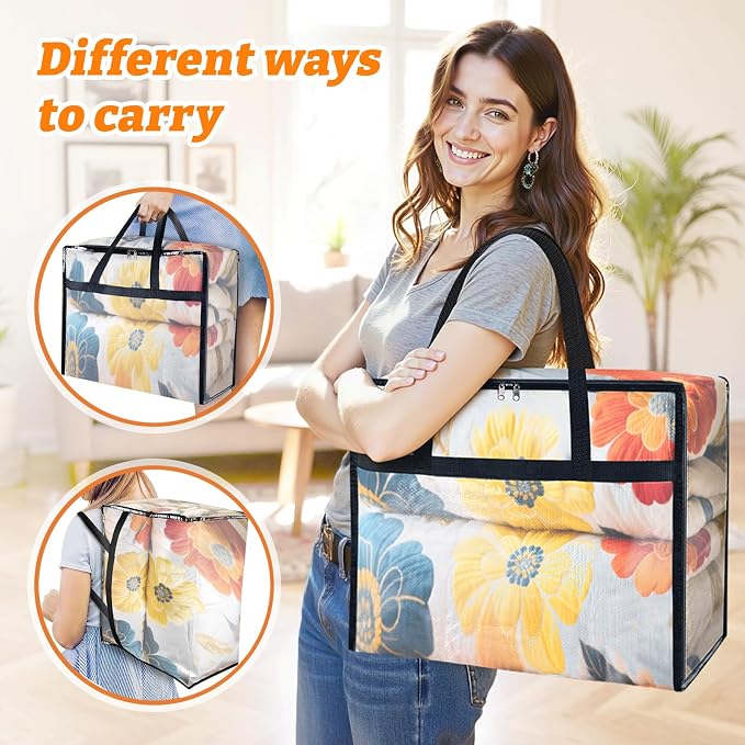 BlissTotes 8 Pack Clear Clothes Storage Bags, Moving Bags, Foldable Blanket - Image 7