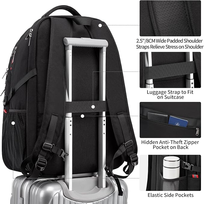Della Gao Travel Laptop Backpack, 18.4 inch Extra Large Backpack - Image 5