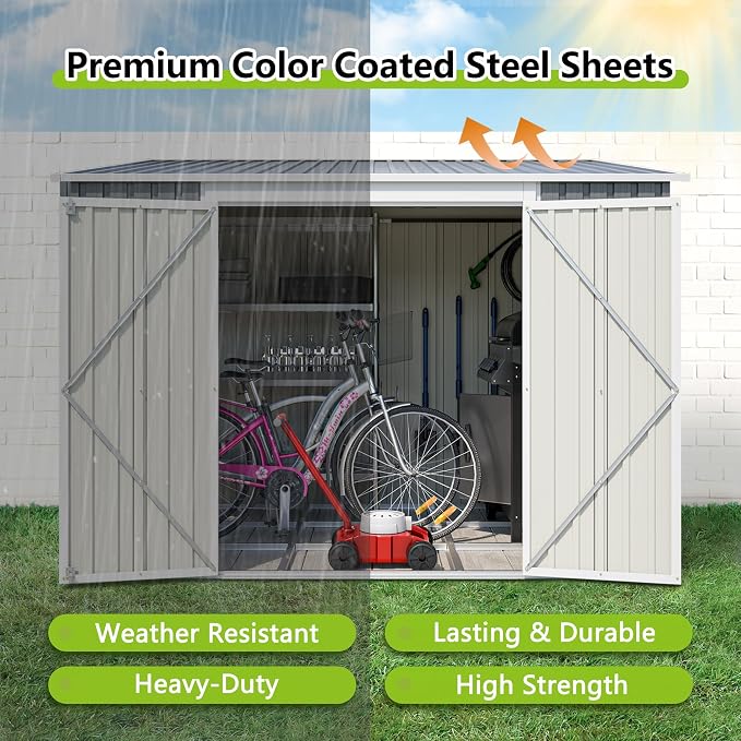 6x8FT Lean to Sheds Metal Outdoor Storage Shed - Image 5