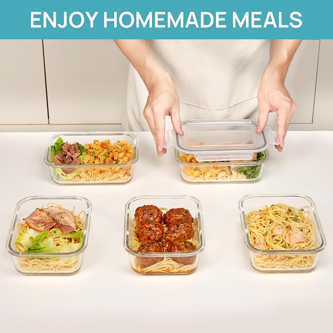 Vtopmart 10 Pack 35oz Glass Food Storage Containers - Image 3