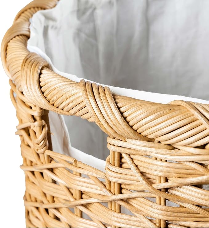 The Basket Lady Round Wicker Laundry Hamper, 19 in Dia x 25 in H - Image 7