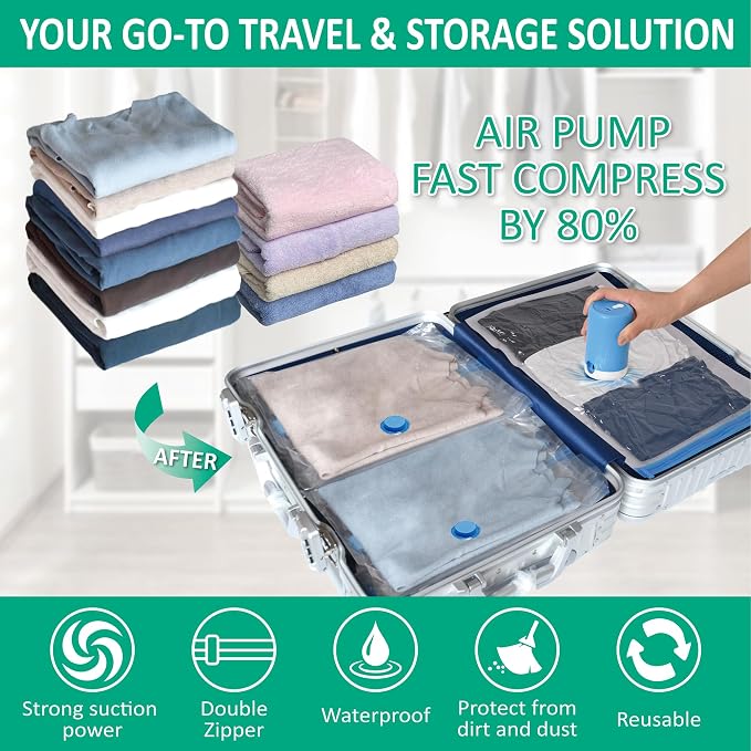 6 Pack Travel Vacuum Storage Bags - Image 2