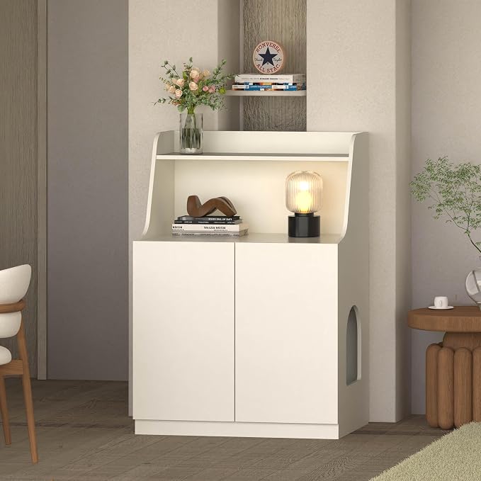 Large/Tall Litter Box Enclosure, Modern Wooden Litter Box Furniture - Image 8