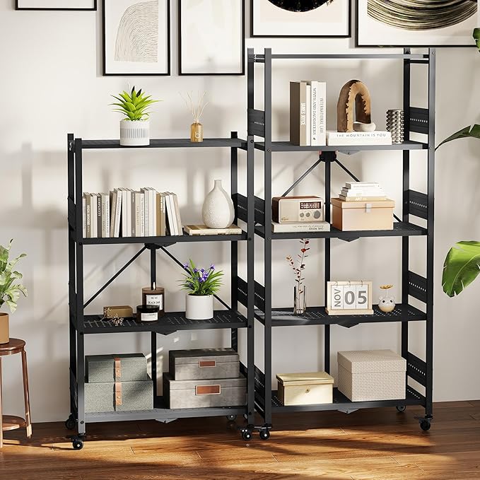 WORKPRO 4-Tier Folding Shelf, No-Assembly Metal Storage Rack - Image 2