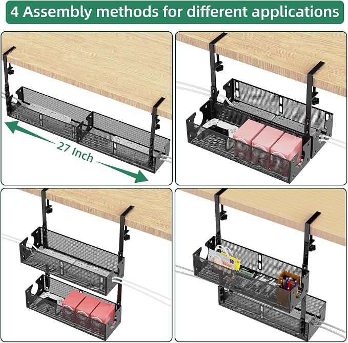 Multi-Model Under Desk Cable Management 2 Pack Metal Under Desk Wire Management - Image 5