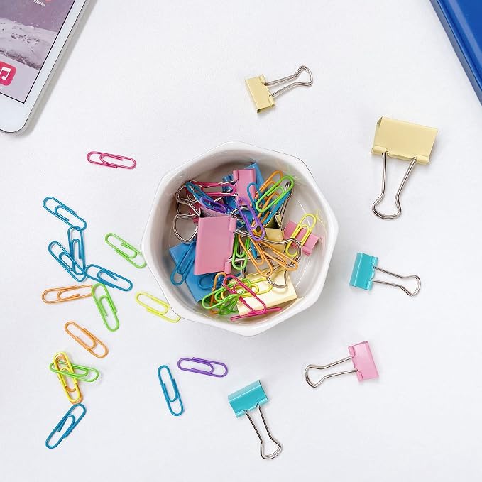 Ceramic Paper Clip Holder Gold Line Paper Clip Dispenser Organizer - Image 5