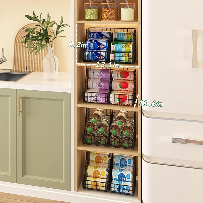 Stackable Soda Can Organizer Stores Up to 72 Cans, 4-Tier Kitchen Can Holders - Image 8
