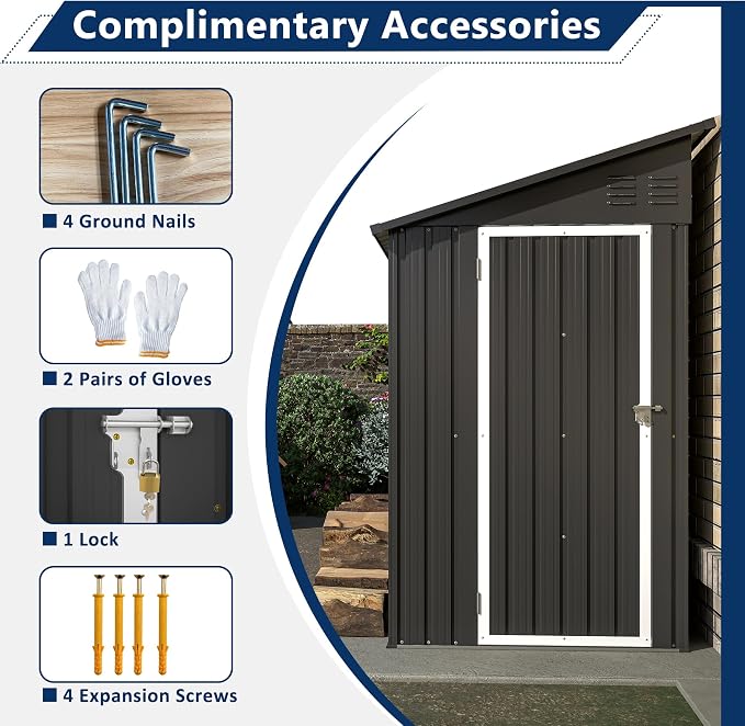 Outdoor Metal Storage Shed 4 x 8 ft, Garden Shed Lean to shed - Image 5