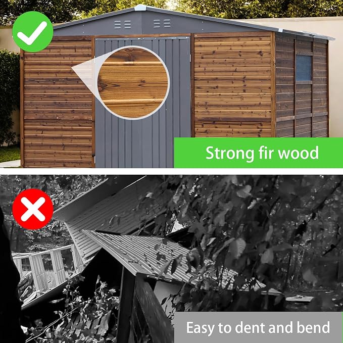 10x8 FT Wood Storage Shed, Outdoor Storage Shed - Image 4