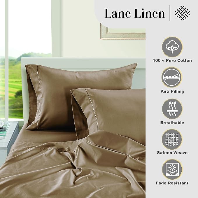 LANE LINEN Pillows Standard Size Set of 2, Soft 100% Egyptian Cotton Sateen - Image 5