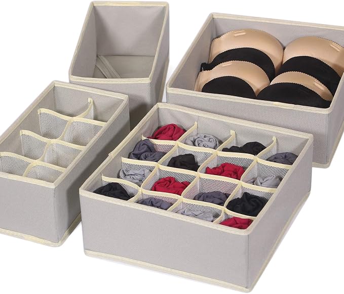 6 Pack Foldable Drawer Organizer Dividers Cloth Storage Box Closet Dresser - Image 7