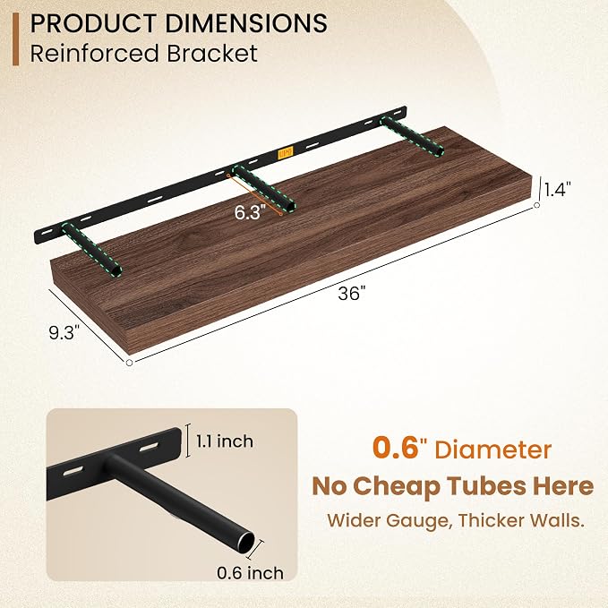 Fun Memories Floating Shelves 36 Inch Long, 9.3Inch Deep Floating Shelves - Image 3