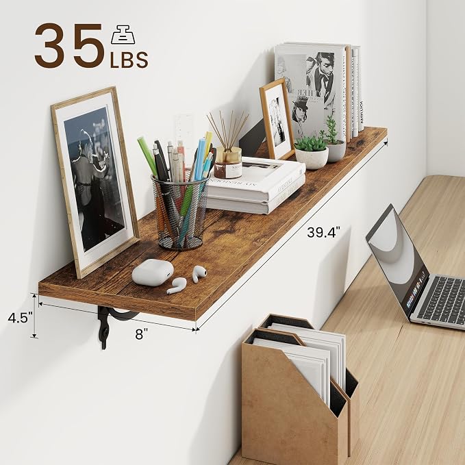 RICHFOCUS Floating Shelves for Wall Decor, 39.4W x 8D Shelves Set of 2 - Image 3