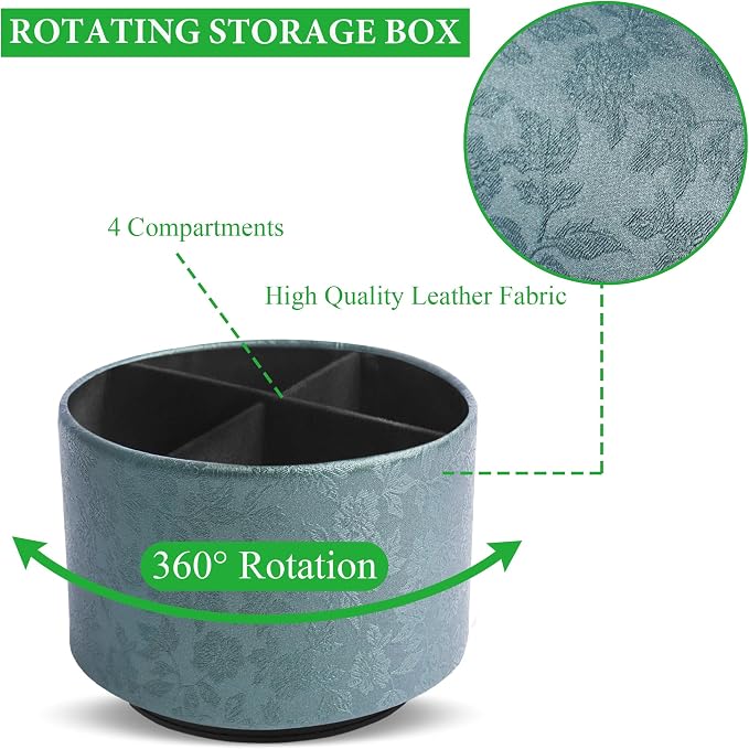 lizimandu Round Leather Art Supply Organizer, Remote Control Holder, 360 Degree - Image 3