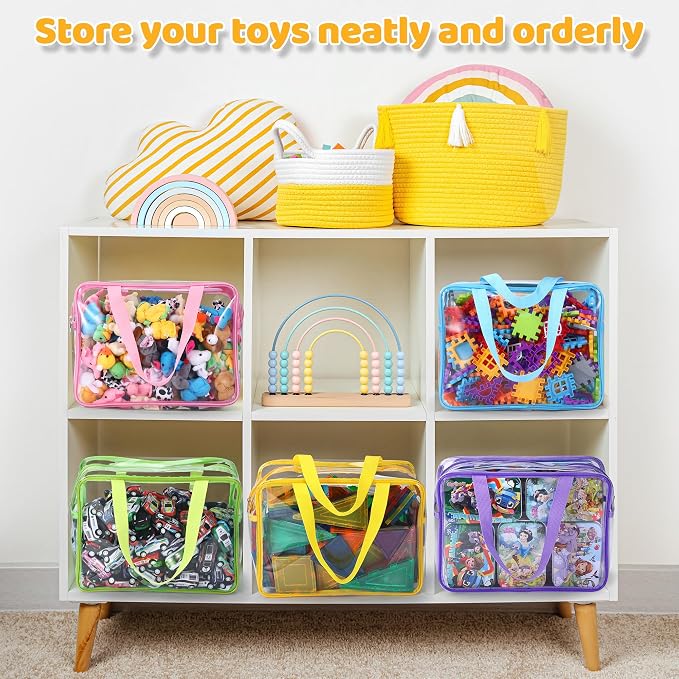6 Packs Large Toy Storage Bags, Reusable Travel kids Organizer Bags - Image 5