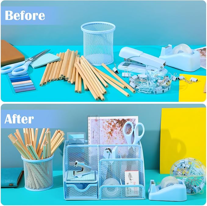 11 in 1 Blue Desk Organizer and Accessories - Image 5