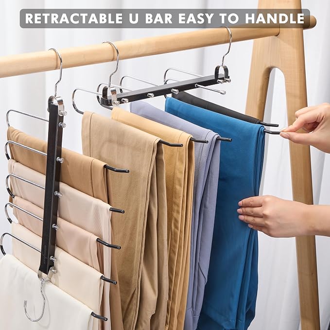 HOUSE DAY Pants Hangers Space Saving, Wood Jean Hangers - Image 5