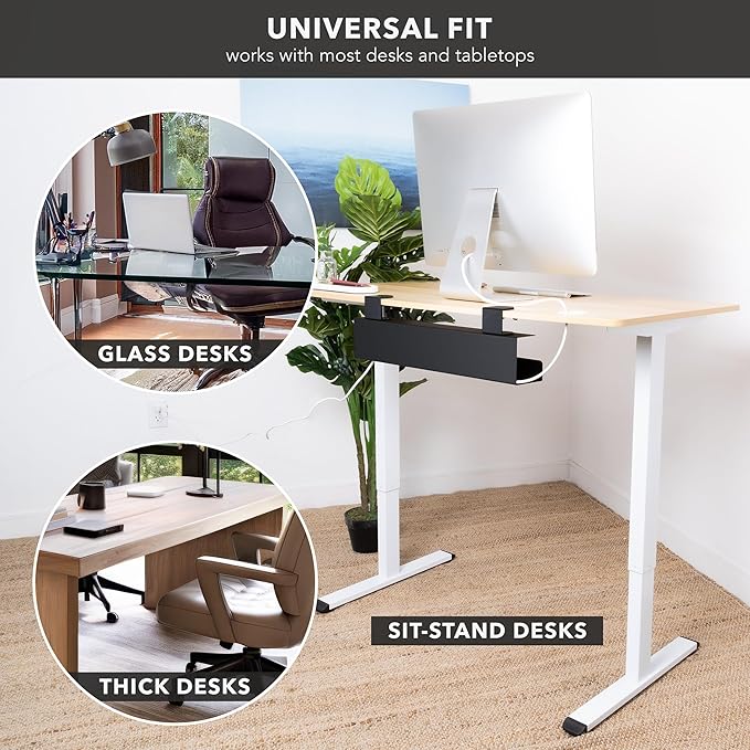 Mount-It! Clamp-On Under Desk Cable Management Tray – No-Drill Metal Cable - Image 4