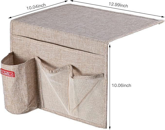 Linen 4 Pockets Bedside Caddy, Bedside Storage Organizer - Image 3