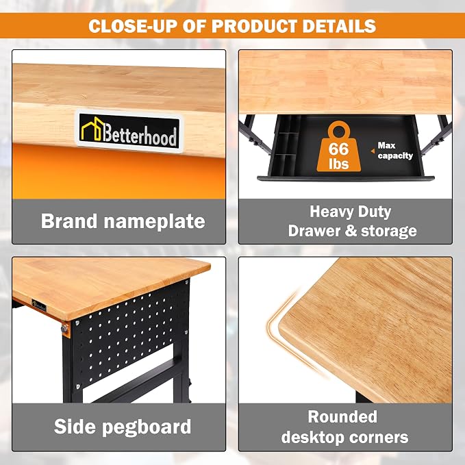 Betterhood 60" Adjustable Workbench - Image 4
