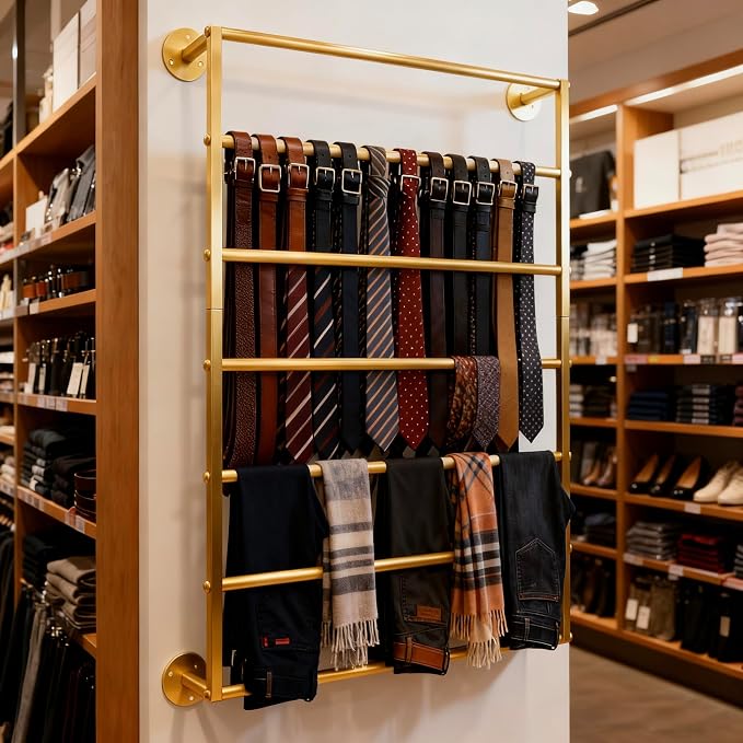 Wall Mounted Display Rack, 7-Layer Wrapping Paper Ribbon Organizer Scarves Tie - Image 4