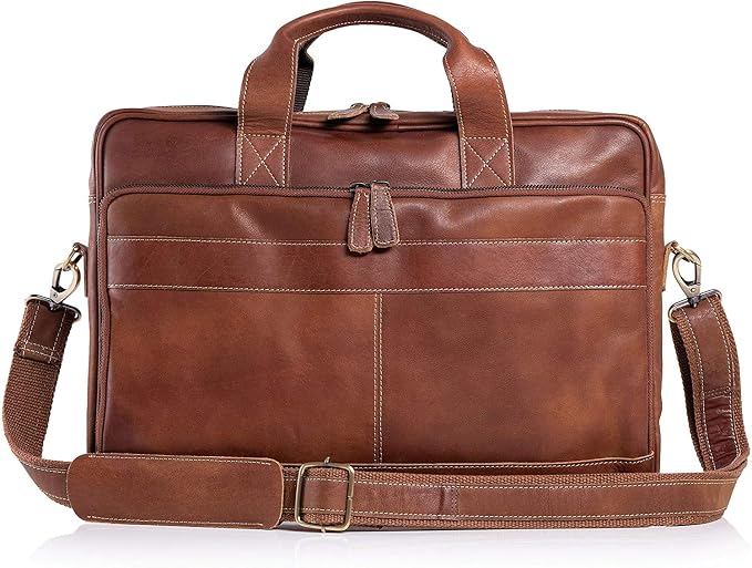 Leather briefcase 18 Inch Laptop Messenger Bags - Image 6