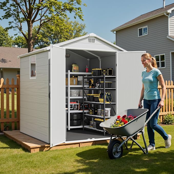 Greesum 6x6FT Plastic Outdoor Storage Shed - Image 7