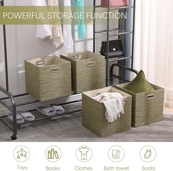 13×13 Inch Fabric Storage Cube Bins, Foldable Cube Organizer Boxes - Image 3