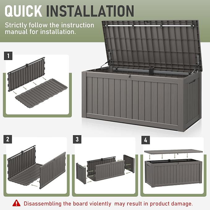 Deck Box, 120 Gallon Outdoor Storage Box Lockable Patio Waterproof - Image 9