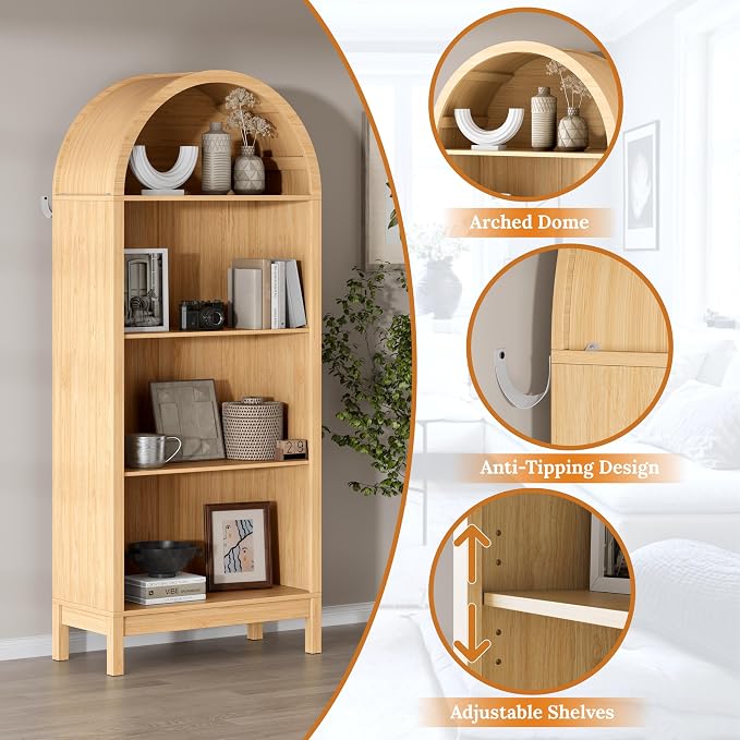 70" Tall Arched Shoe Cabinet, 7-Tier Shoe Rack - Image 4