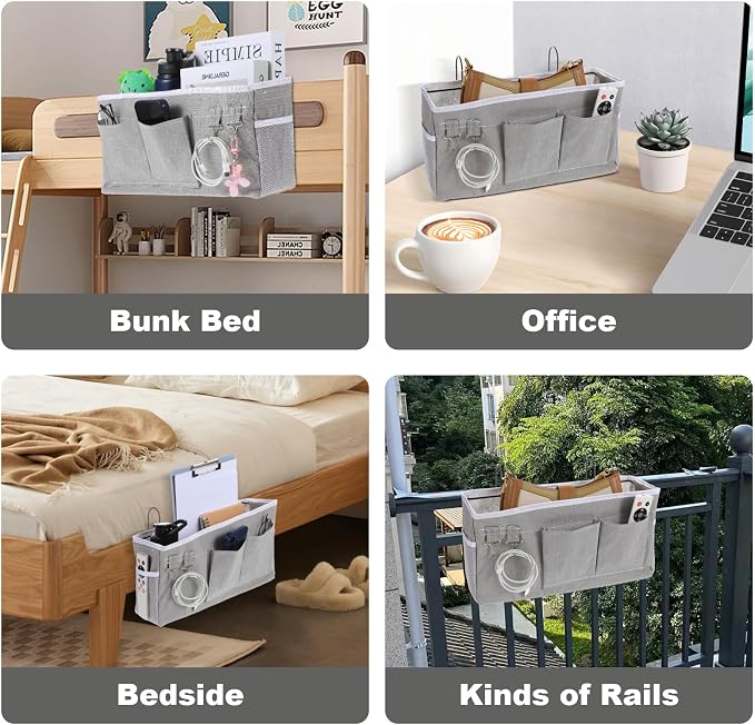 2 Pack Bedside Storage Caddy Organizer Bedside Hanging Storage Bag - Image 7