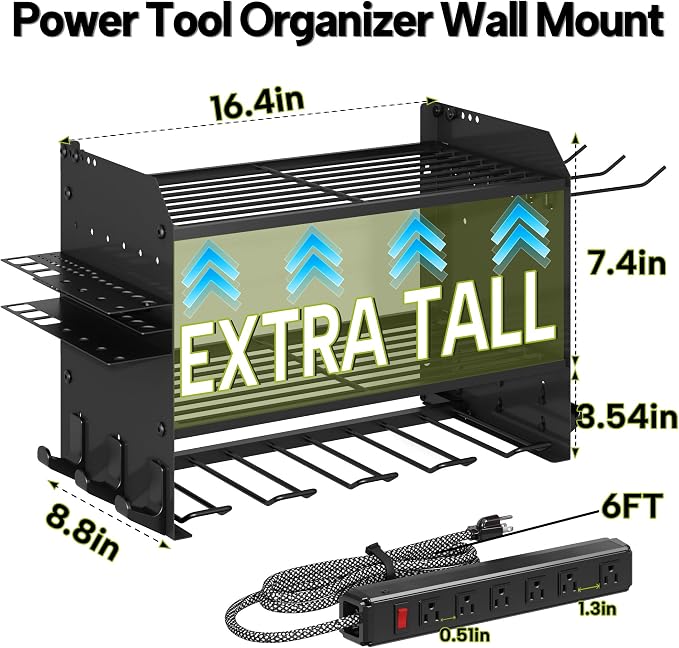3 Layer Heavy Duty Power Tool Organizer Wall Mount - Image 4