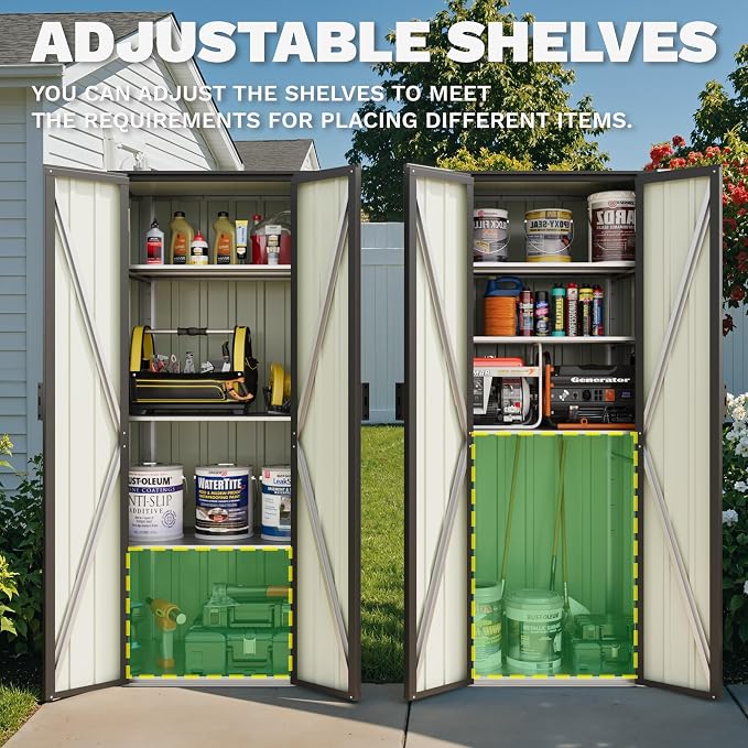 Patiowell 28 Cuft Outdoor Storage Cabinet, Metal Storage Shed - Image 3