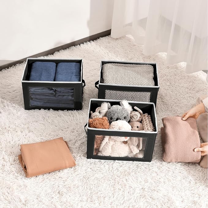 Storage Boxes with Lids, Collapsible Storage Bins with Handles, Closet Storage - Image 6