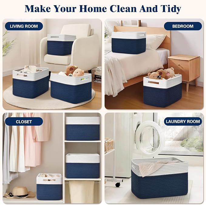 Storage Baskets for Organizing, 4 Pack Storage Baskets for Shelves, Woven - Image 6
