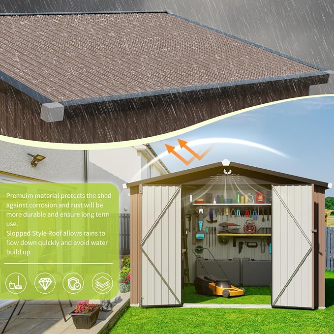 10x12 FT Metal Storage Shed, Outdoor Tool Sheds - Image 2
