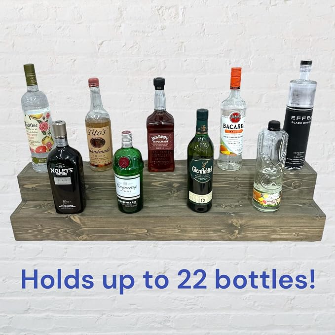 Tiered Bottle Shelf | 2 Tier Liquor Bottle Display | Bar Organization | - Image 3