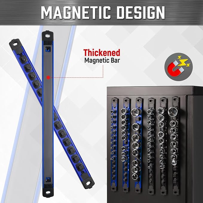 ALOANES 6-Piece Magnetic Rail Organizer, Heavy Duty Aluminum Rails, 360 Swivel - Image 5