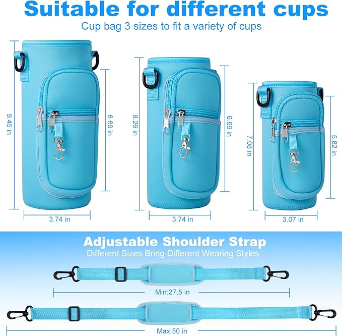 Water Bottle Holder with Strap for Hydroflask 32oz 40oz, Carrier Sling Bag with - Image 2